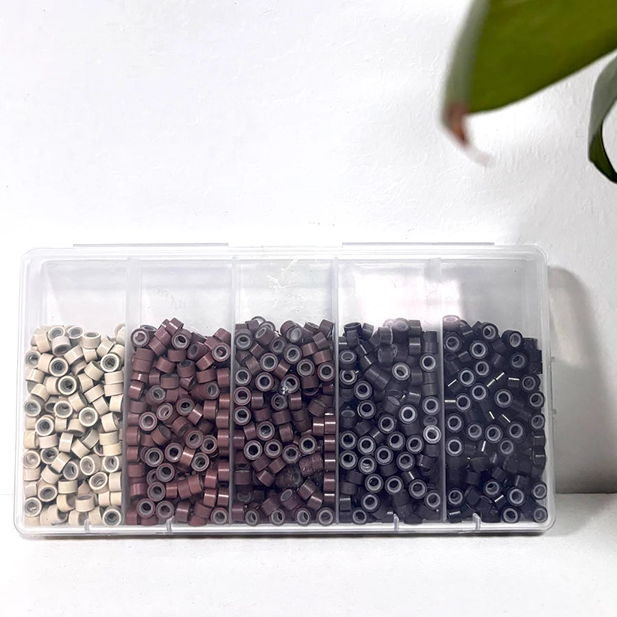 Ensemble d'anneaux de cheveux en Micro Silicone, 1000 pièces