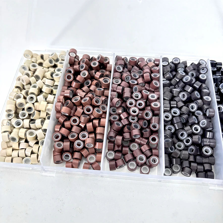 Ensemble d'anneaux de cheveux en Micro Silicone, 1000 pièces