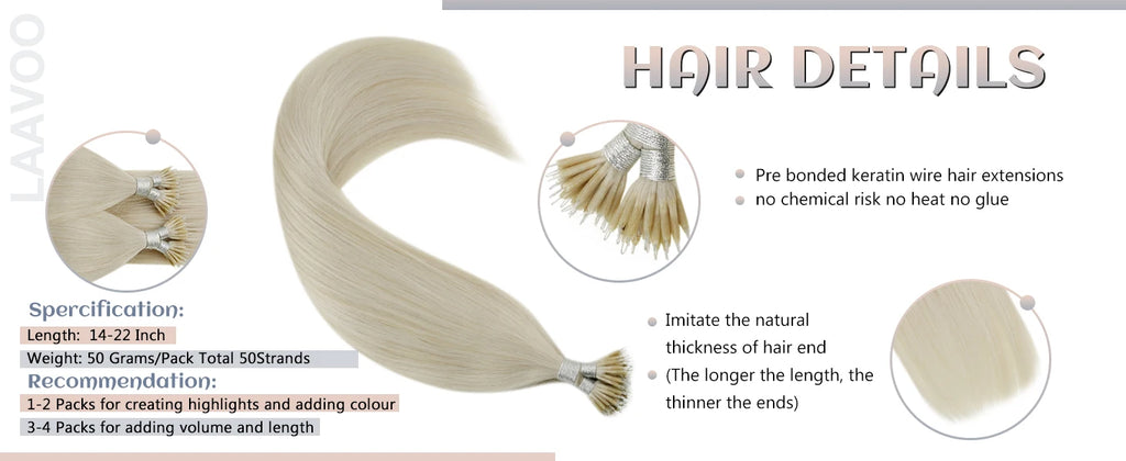 Offre 65 € extension 0,50 gr par mèche blond nano