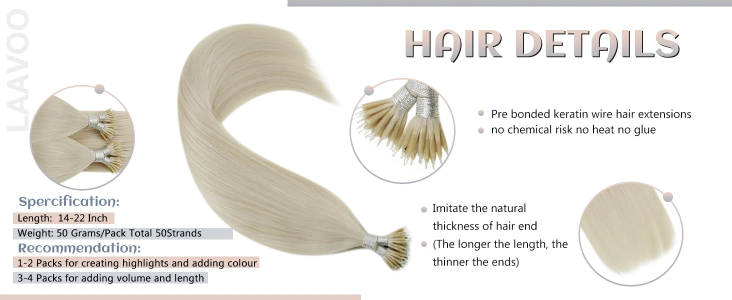 Offre 65 € extension 0,50 gr par mèche blond nano