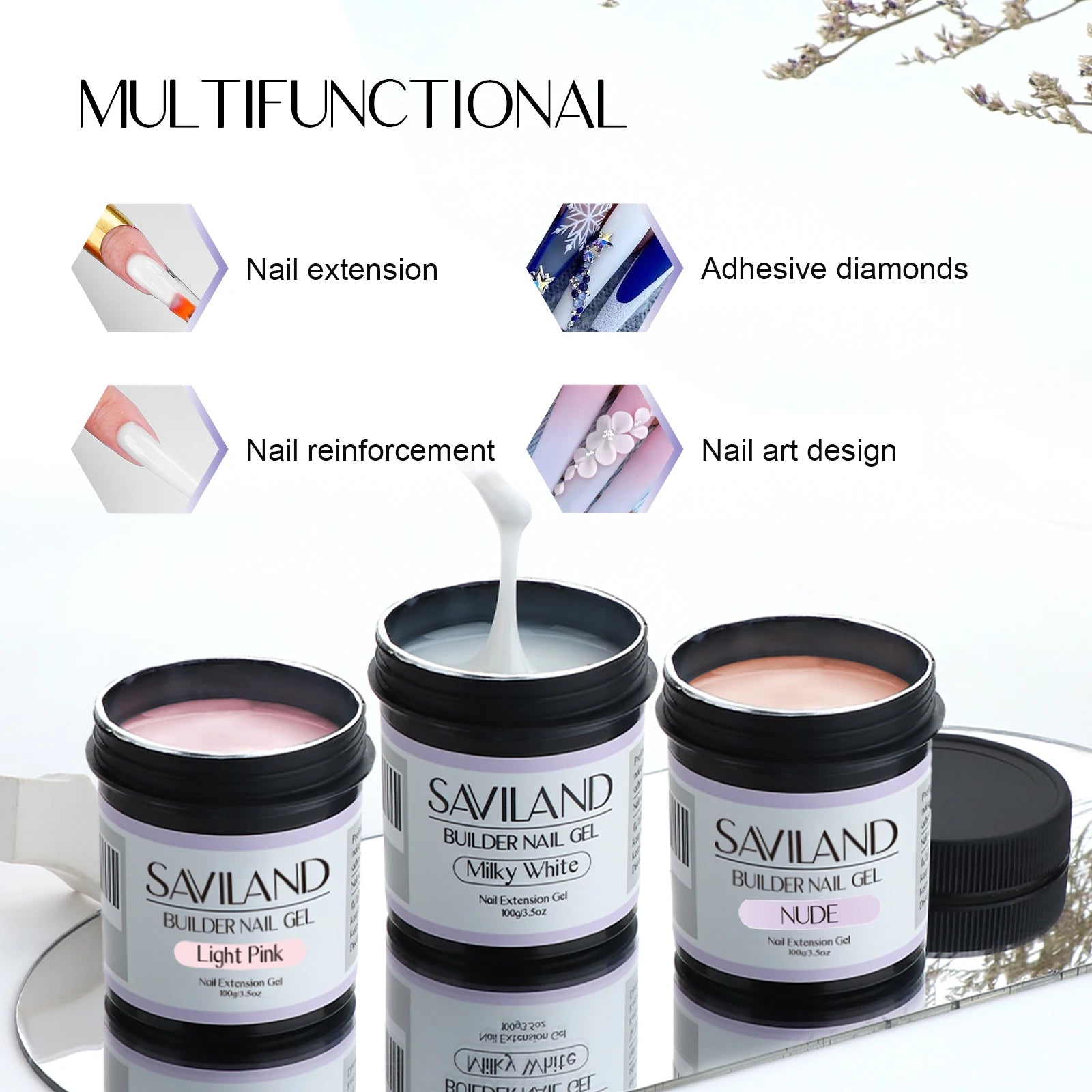 Saviland numéro 1 des ventes gel uv 100g, blanc nude, rose…